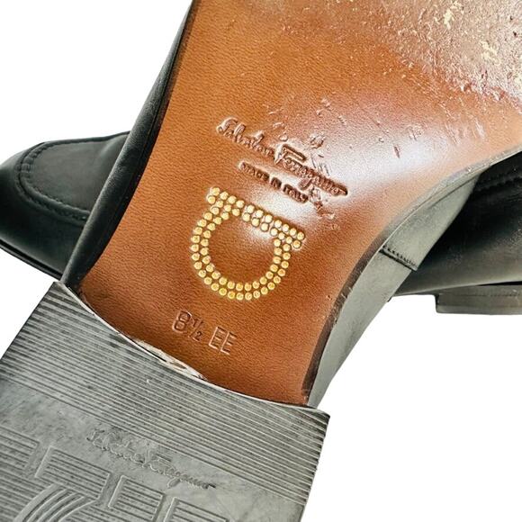 SALVATORE FERRAGAMO Asten Black Smooth Leather Bit Loafer Size 8.5 E Wide #72266 - Picture 10 of 13